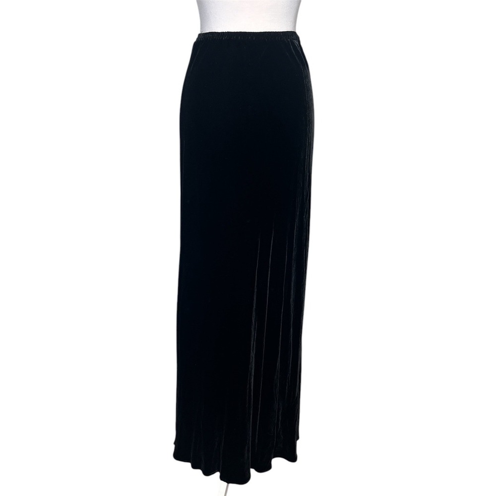 Vintage HARARI Velvet Maxi Skirt‎ Silk Blend Black Large NWT Fairy Whimsy Goth